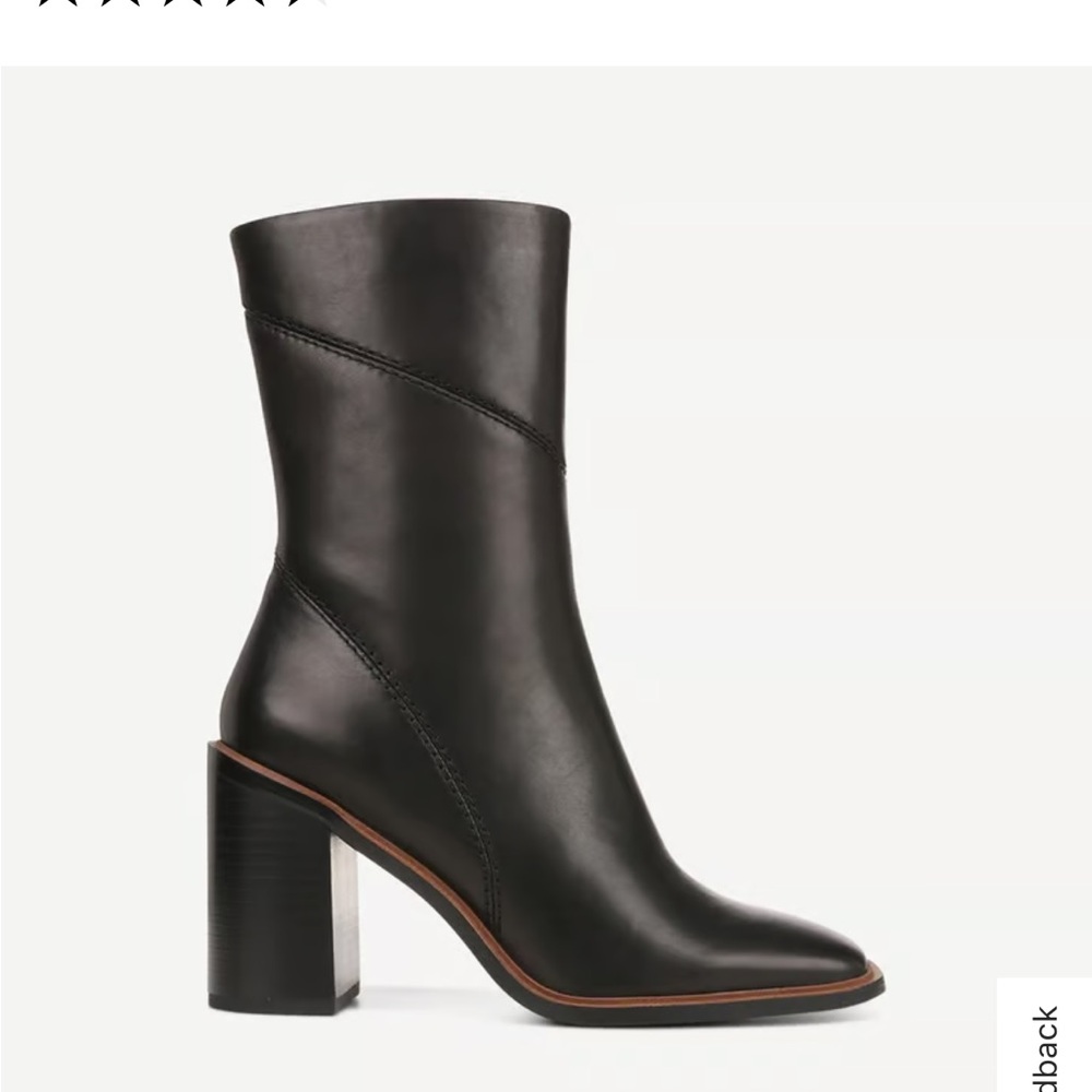 Franco Sarto Women’s Black Leather Mid-Calf Block Heel Boots